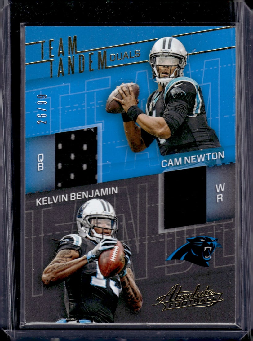 Cam Newton/Kelvin Benjamin Dual Patch /99 2017 Panini Absolute #17 Carolina Panthers (1 of 2)