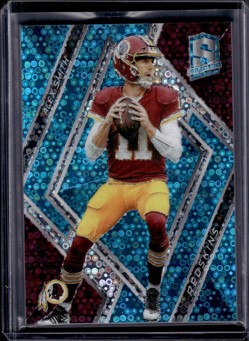Alex Smith Neon Blue /75 2018 Panini Spectra #92 Washington Redskins: Panini Select, Prizm, Mosaic, Contenders, Zenith, Phoenix, Illusions, Absolute, Rookie NFL Sports Trading Cards, SP, SSP, Cards, Football Cards for Sale Near Me, Superbowl & Hall of Fame Player Cards,