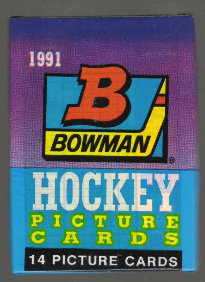 1991 Bowman Vintage Hockey Card Factory Sealed Retail Box Wax Pack: Bowman Vintage NHL Rookie Hockey Sports Cards, Brett Hull, Ray Bourque, Patrick Roy, Mario Lemieux, Wayne Gretzky,Trading Cards, Stanley Cup & Hall of Fame Players, Sports Cards for Sale Near Me,