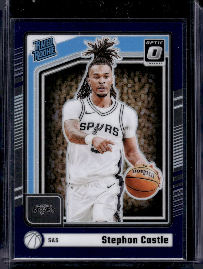 Stephon Castle Rookie Card Purple Prizm 2024-25 Donruss Optic #254 San Antonio Spurs (1 of 2)