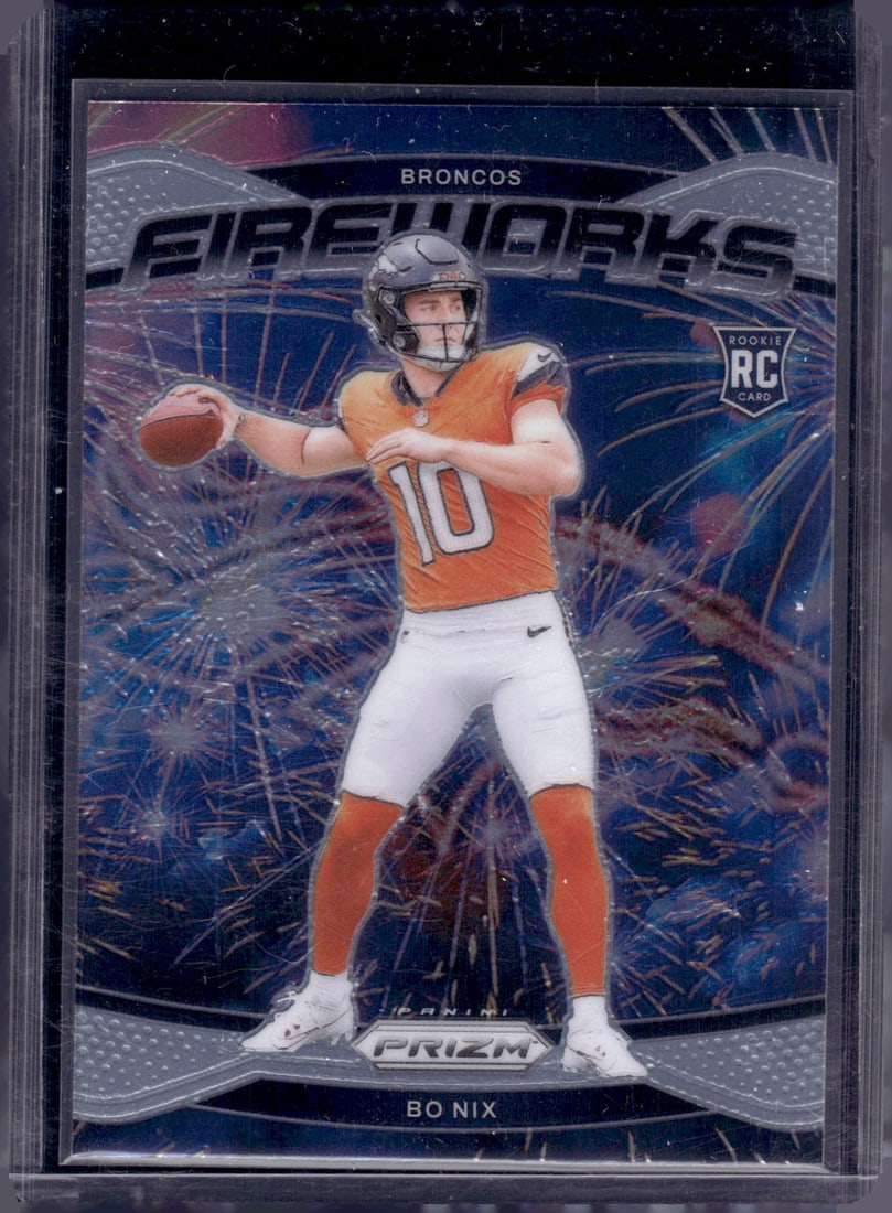 Bo Nix Rookie Card Fireworks 2024 Panini Prizm #23 Denver Broncos (1 of 2)