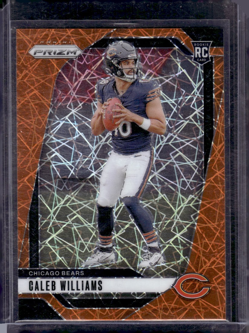 Caleb Williams Rookie Card Orange Lazer 2024 Panini Prizm #301 Chicago Bears: Panini Select, Prizm, Mosaic, Contenders, Zenith, Phoenix, Illusions, Absolute, Rookie NFL Sports Trading Cards, SP, SSP, Cards, Football Cards for Sale Near Me, Superbowl & Hall of Fame Player Cards,