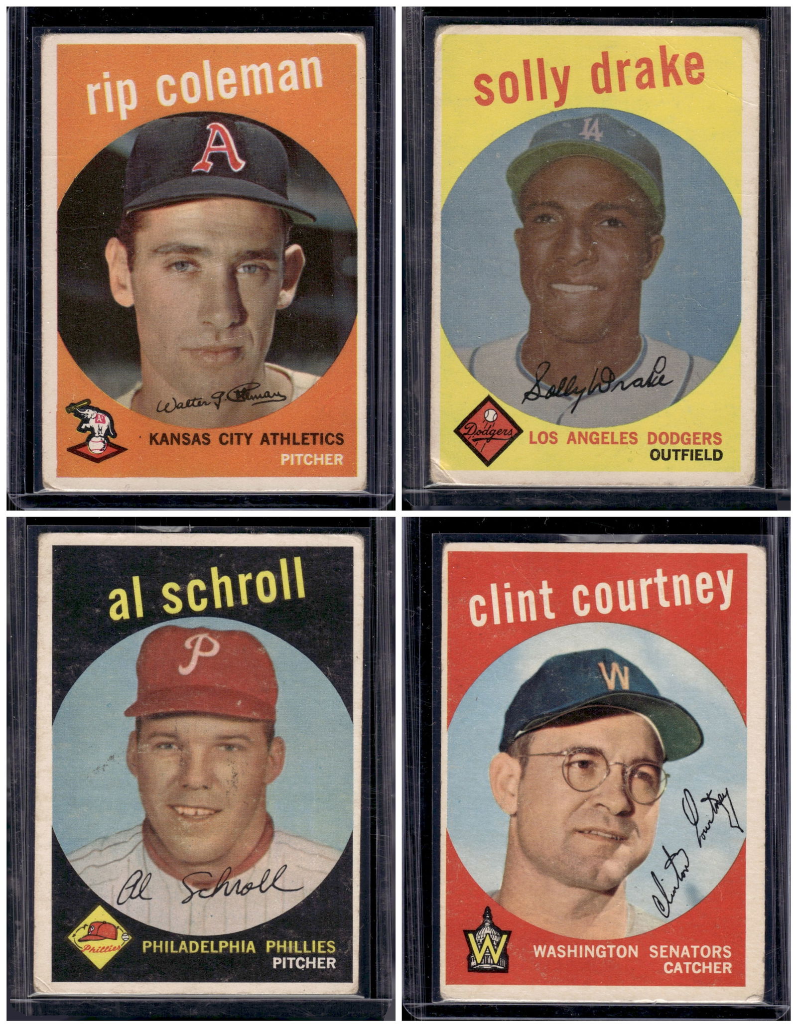 Lot of 4 1959 Topps Vintage Baseball Cards. All Different, Conditions Vary, See Pictures (1 of 2)