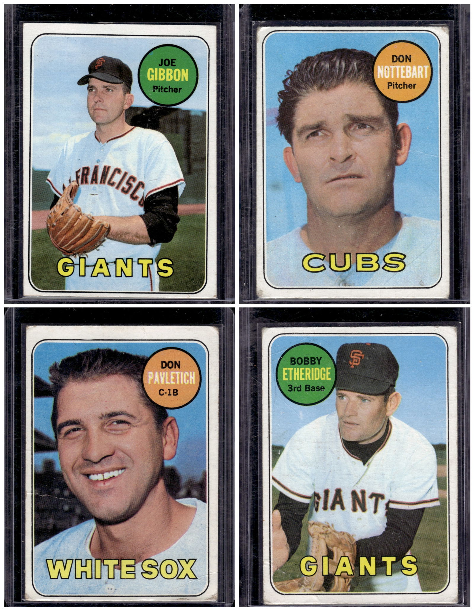 Lot of 4 1969 Topps Vintage Baseball Cards. All Different, Conditions Vary, See Pictures (1 of 2)