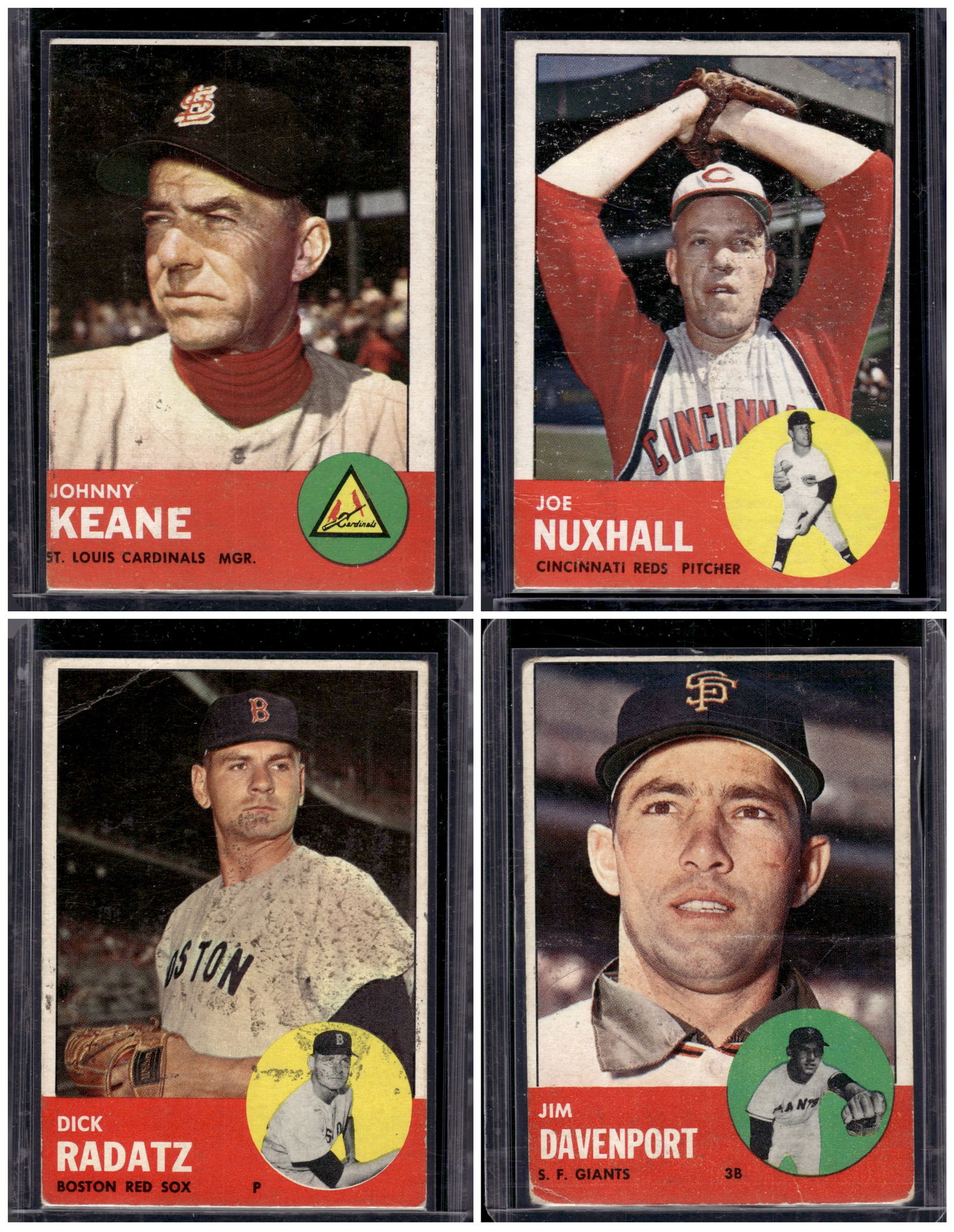Lot of 4 1963 Topps Vintage Baseball Cards. All Different, Conditions Vary, See Pictures (1 of 2)
