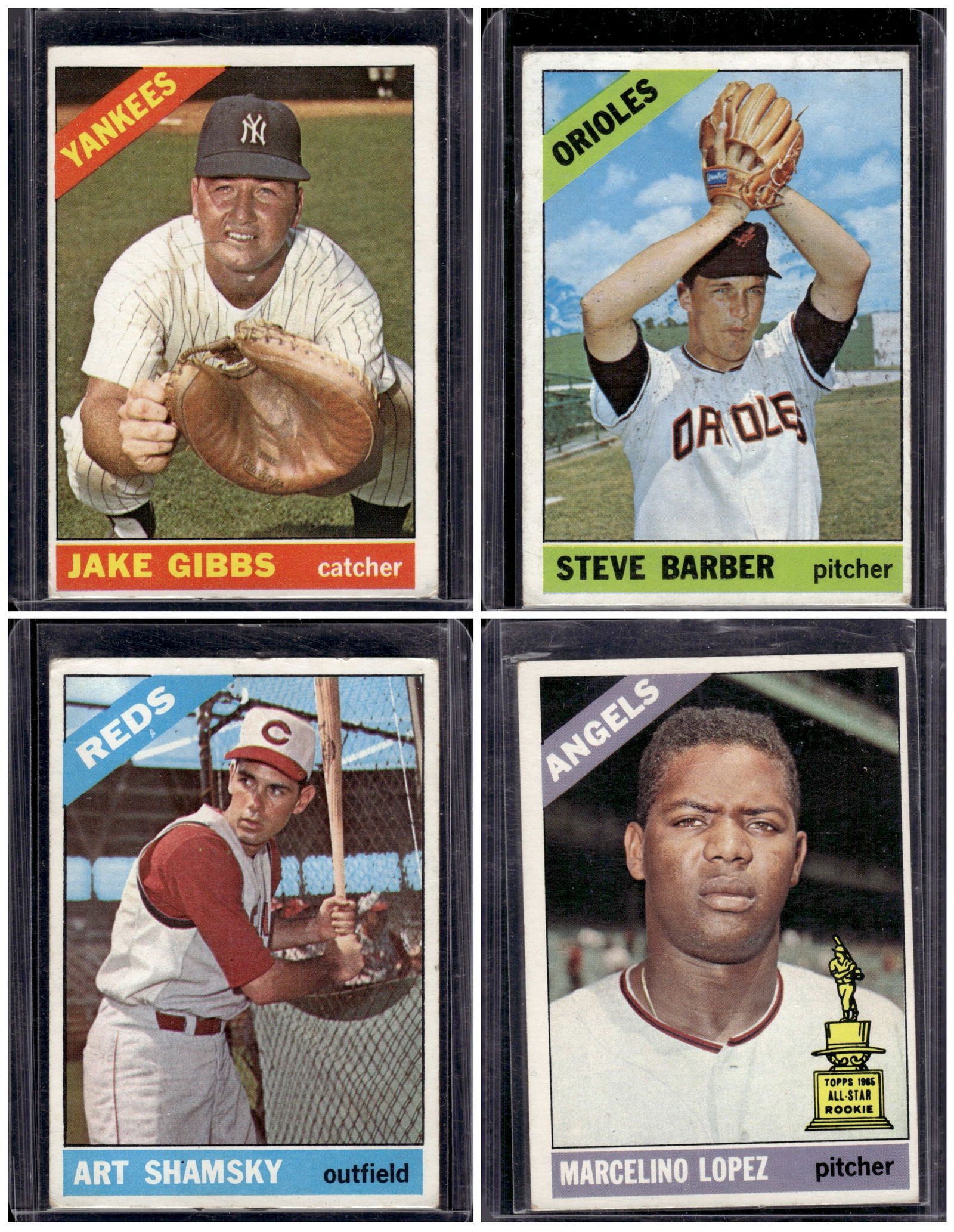 Lot of 4 1966 Topps Vintage Baseball Cards. All Different, Conditions Vary, See Pictures (1 of 2)