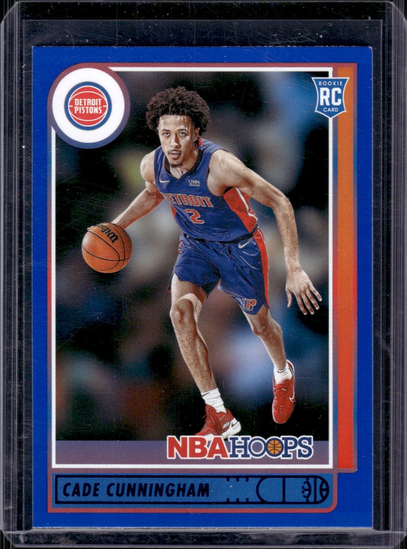 Cade Cunningham Rookie Card Blue 2021-22 NBA Hoops #201 Detroit Pistons (1 of 2)