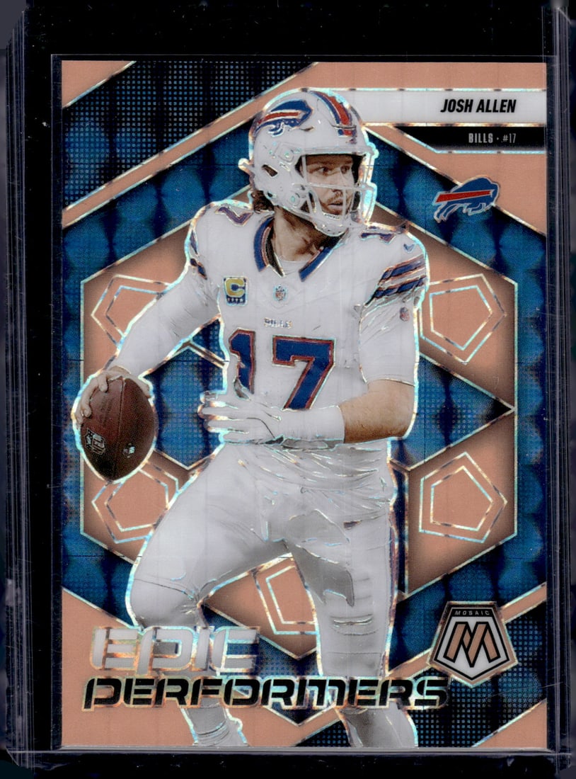 Josh Allen Epic Performers Orange Fluorescent Prizm 2025 Mosaic #9 Buffalo Bills (1 of 2)