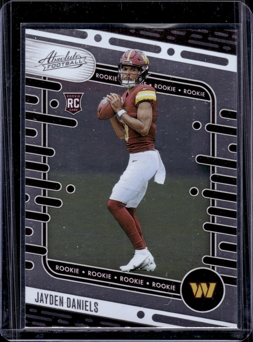 Jayden Daniels Rookie Card 2024 Absolute #102 Washington Commanders: Panini Select, Prizm, Mosaic, Contenders, Zenith, Phoenix, Illusions, Absolute, Rookie NFL Sports Trading Cards, SP, SSP, Cards, Football Cards for Sale Near Me, Superbowl & Hall of Fame Player Cards,