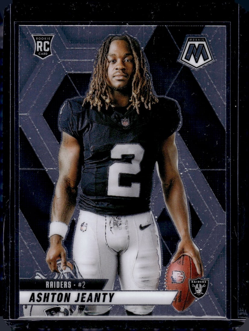 Ashton Jeanty Rookie Card Variation 2025 Mosaic #287 Las Vegas Raiders: Panini Select, Prizm, Mosaic, Contenders, Zenith, Phoenix, Illusions, Absolute, Rookie NFL Sports Trading Cards, SP, SSP, Cards, Football Cards for Sale Near Me, Superbowl & Hall of Fame Player Cards,