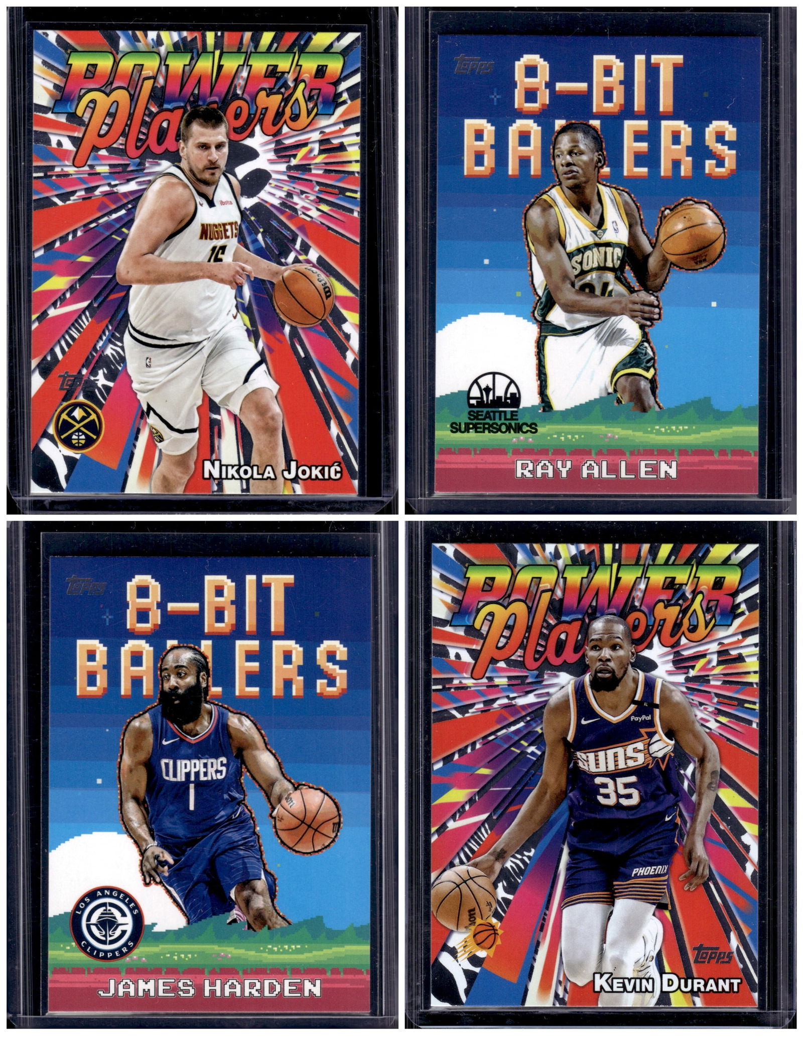 Lot of 4 2025-26 Topps NBA Inserts. Nikola Jokic, Ray Allen, James Harden, Kevin Durant (1 of 2)