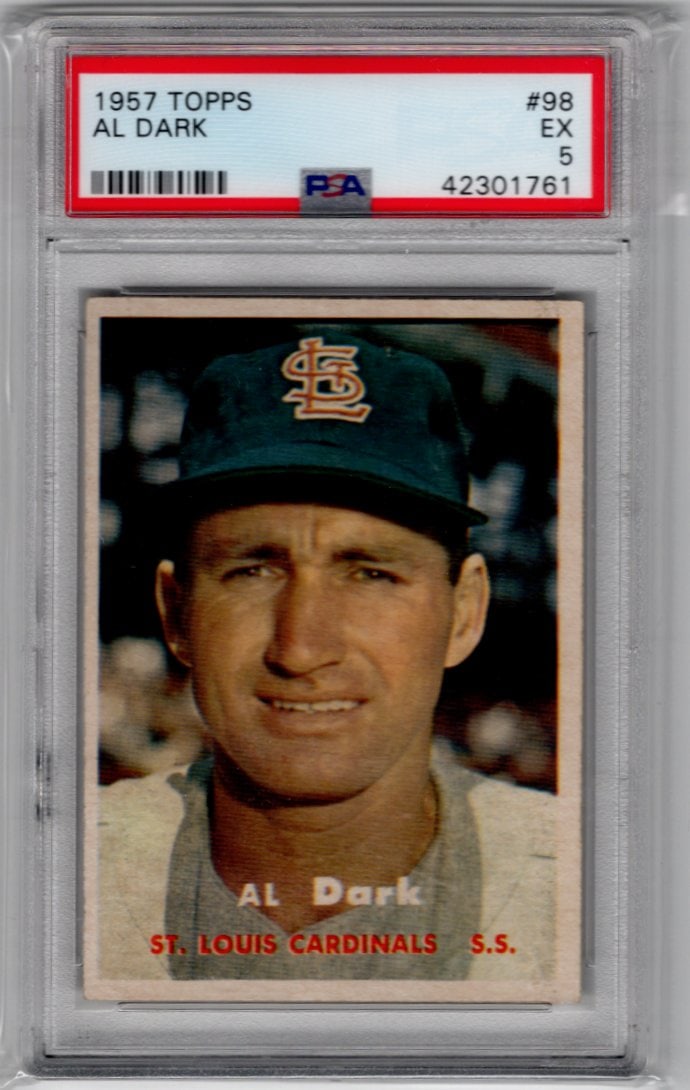Al Dark 1957 Topps #98 PSA 5 St. Louis Cardinals Vintage Baseball Card (1 of 2)