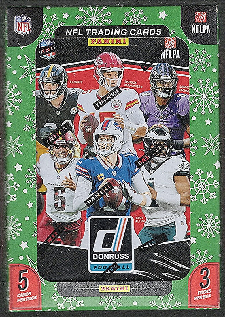 2025 Donruss Football Christmas Tin - Cam Ward, Emeka Egbuka, Ashton Jeanty, Travis Hunter, Omarion: Donruss Football NFL Trading & Sports Cards, Rookie Cards in this set are Cam Ward, Emeka Egbuka, Ashton Jeanty, Travis Hunter, Omarion Hampton, Rated Rookie, Downtown SSP, Sports Cards for Sale Near
