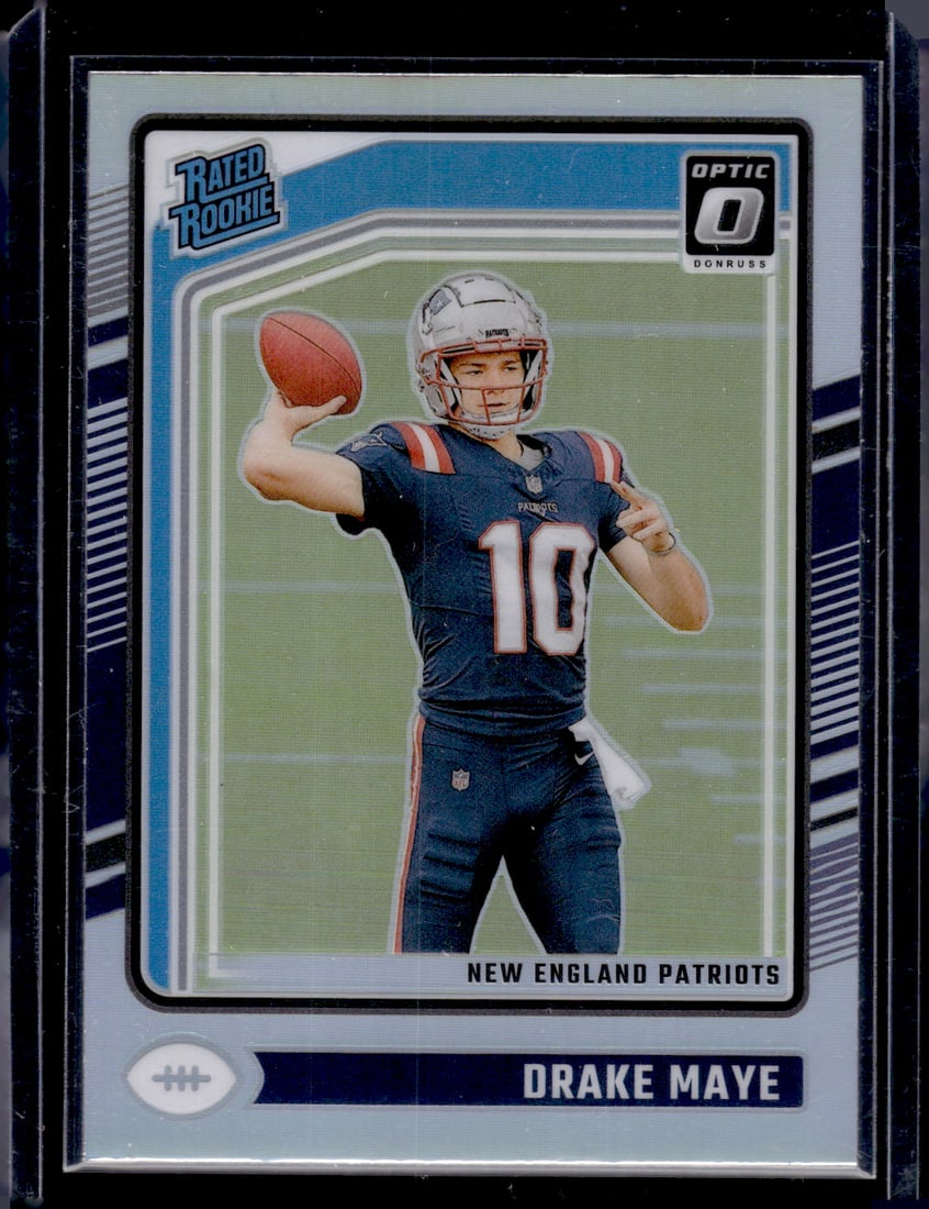 Drake Maye Rookie Card Holo Prizm 2024 Donruss Optic #229 Patriots: Donruss Optic Football NLF Trading & Sports Cards, Sports Cards for Sale Near Me, Valuable Memorabilia Auction Lots Sold On Line, SP, SSP