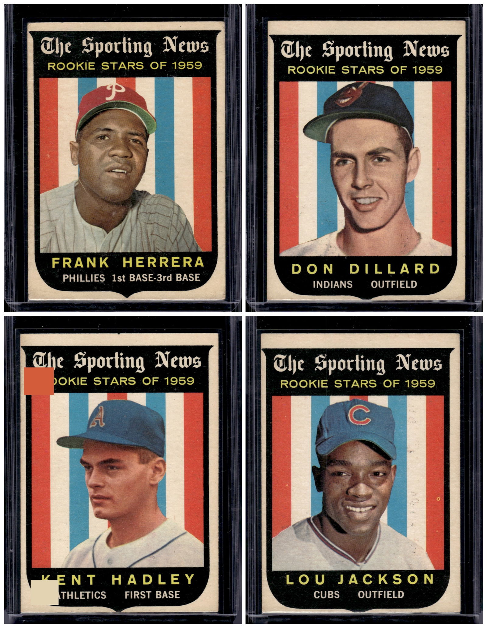 Lot of 4 1959 Topps Vintage Baseball Cards The Sporting News. All Different, See Pictures (1 of 2)