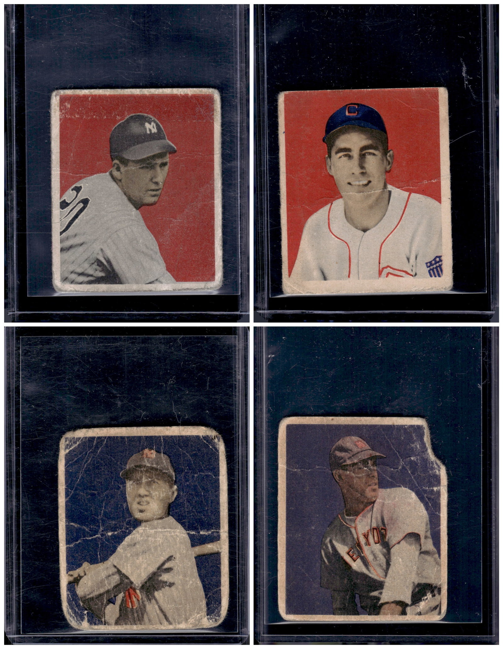 Lot of 4 1949 Bowman Vintage Baseball Cards. Low Grade/Poor. All Different, See Pictures (1 of 2)