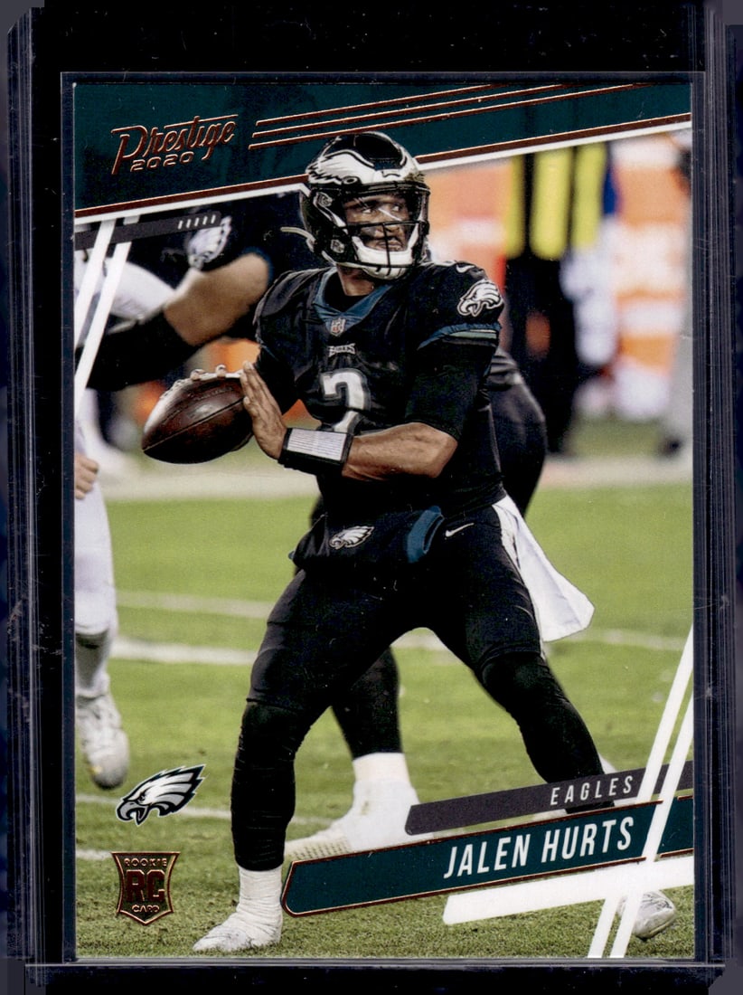 Jalen Hurts Rookie Card 2020 Chronicles Prestige #310 Philadelphia Eagles: Panini Select, Prizm, Mosaic, Contenders, Zenith, Phoenix, Illusions, Absolute, Rookie NFL Sports Trading Cards, SP, SSP, Cards, Football Cards for Sale Near Me, Superbowl & Hall of Fame Player Cards,