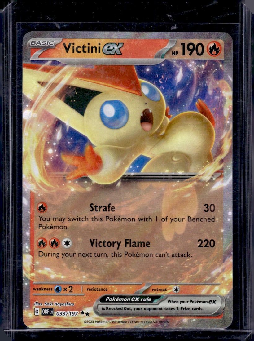2023 Pokemon Obsidian Flames Victini Ex Double Rare #33: Pokemon Trading Card Game Cards, Charizard, Pikachu, Mewtwo, Reverse Holo, Holo Rare, Secret Rare Cards, Full Art Cards, Eevee, Ultra Rare Card, Illustration Rare, Special Illustration Rare SIR