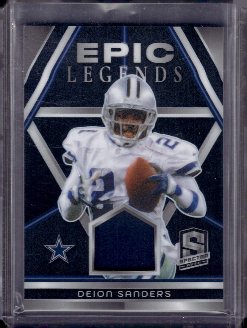 Deion Sanders Epic Legends Patch /99 2024 Spectra #ELM-DSS Dallas Cowboys: Panini Select, Prizm, Mosaic, Contenders, Zenith, Phoenix, Illusions, Absolute, Rookie NFL Sports Trading Cards, SP, SSP, Cards, Football Cards for Sale Near Me, Superbowl & Hall of Fame Player Cards,