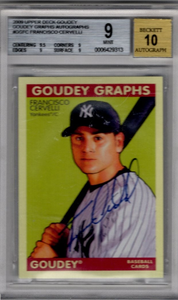 Francisco Cervelli Auto 2009 Upper Deck Goudey #GG-FC BGS 9 Auto 10 (1 of 2)