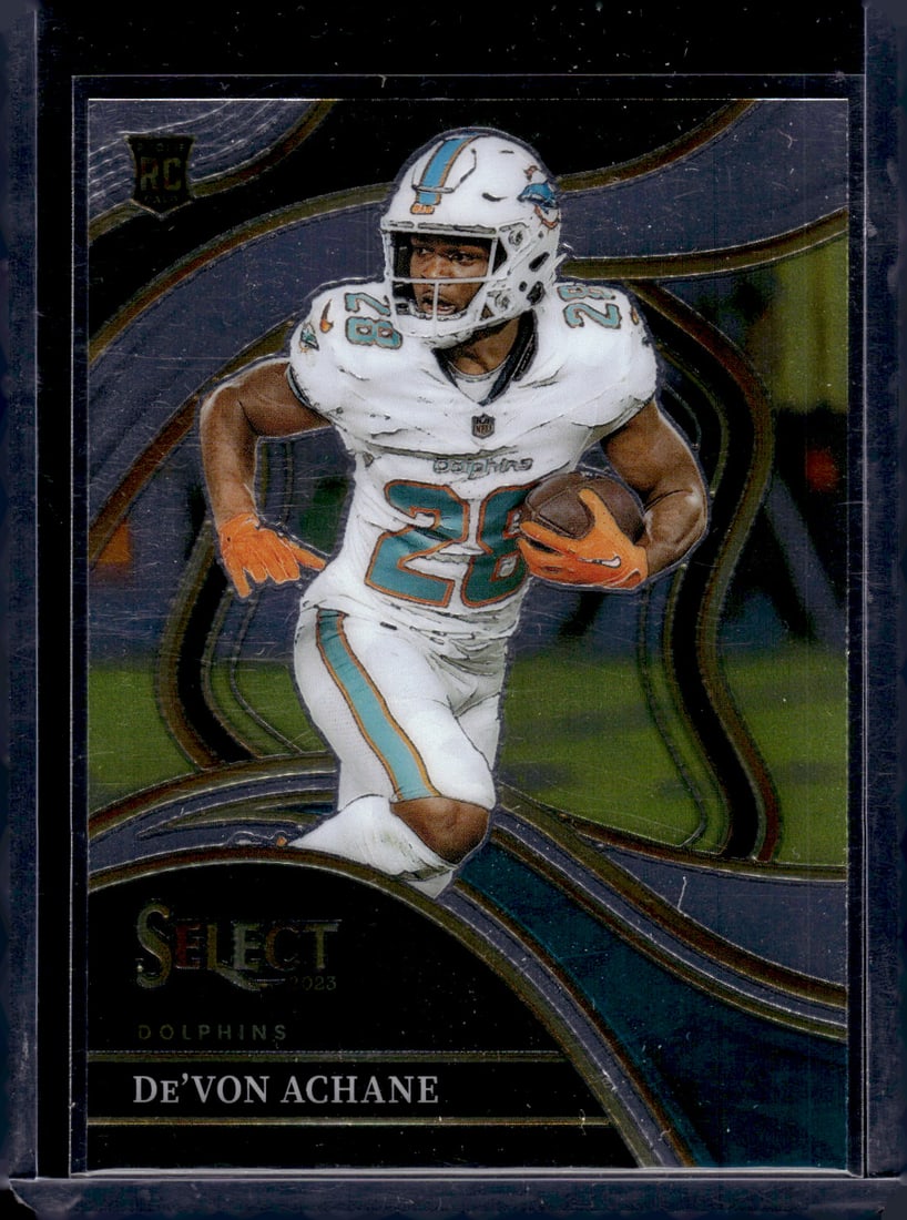 De'Von Achane Rookie Card Club Level 2023 Select #274 Miami Dolphins: Panini Select, Prizm, Mosaic, Contenders, Zenith, Phoenix, Illusions, Absolute, Rookie NFL Sports Trading Cards, SP, SSP, Cards, Football Cards for Sale Near Me, Superbowl & Hall of Fame Player Cards,