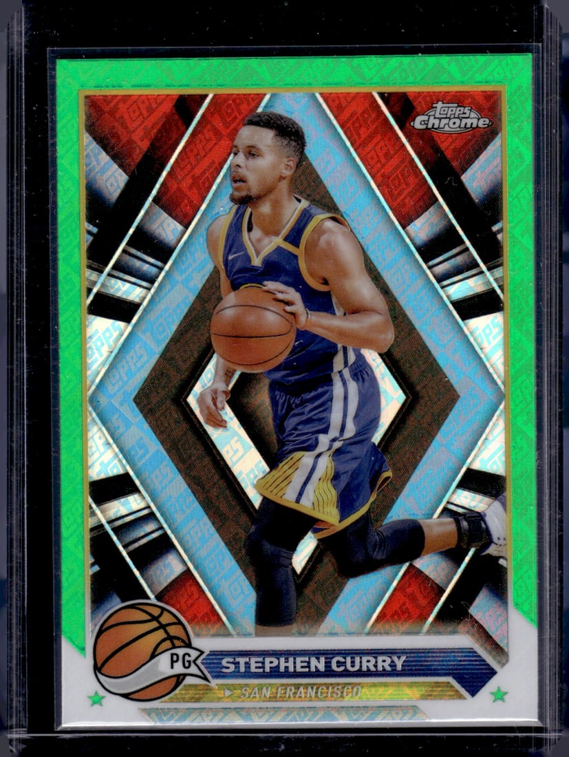 Stephen Curry Green Topps Logo Refractor 2023-24 Topps Chrome #30 Warriors (1 of 2)