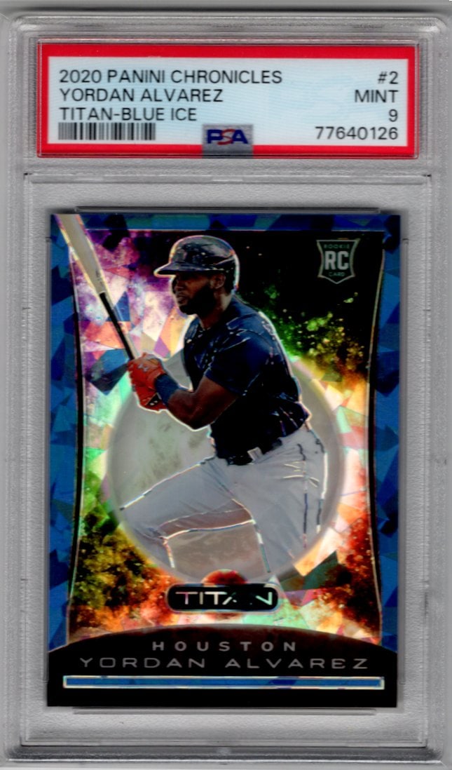 Yordan Alvarez Rookie Card Titan Blue Ice /99 2020 Chronicles #2 PSA 9 Houston Astros (1 of 2)