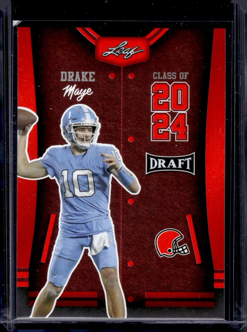 Drake Maye Class of 2024 Red 2023 Leaf Draft #79 UNC Tarheels, Patriots: Leaf, Vintage Football NFL Trading Cards, Old Sports Cards for Sale Near Me, Hall of Fame & Super Bowl Player Cards, Auction Memorabilia Lots for Sale on Line