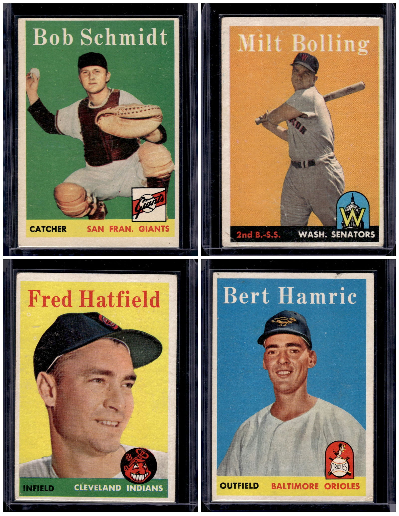 Lot of 4 1958 Topps Vintage Baseball Cards. All Different, See Pictures (1 of 2)