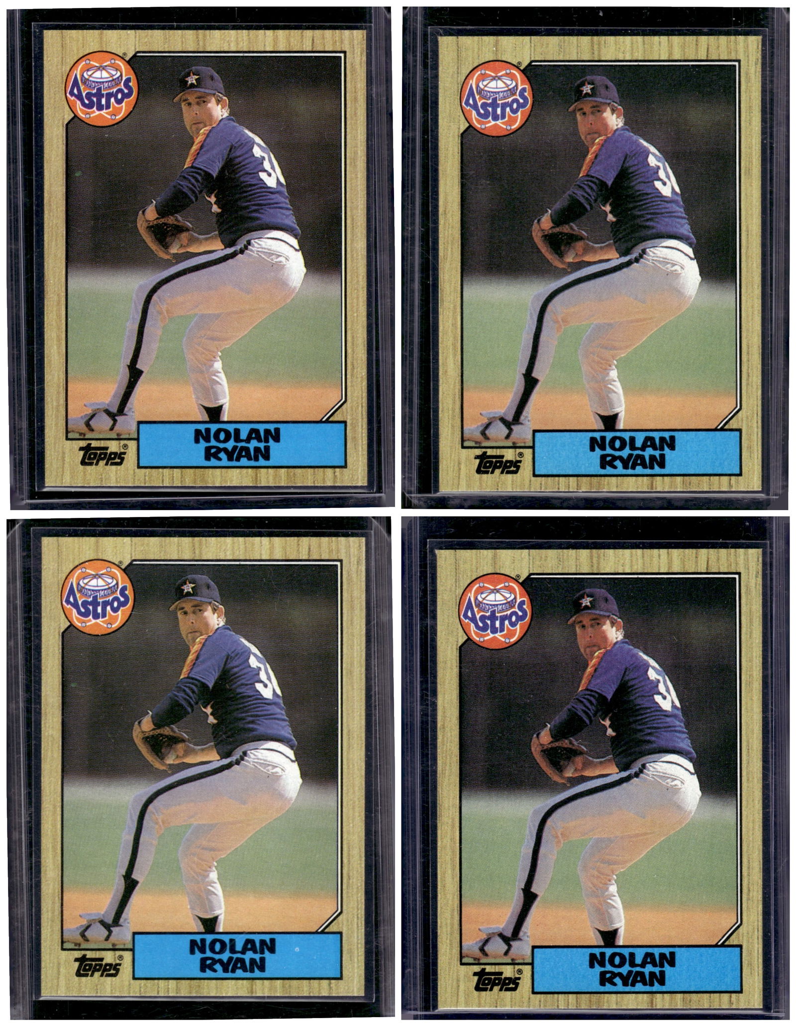 Lot of 4 Nolan Ryan 1987 Topps #757 Houston Astros Baseball Cards (1 of 2)