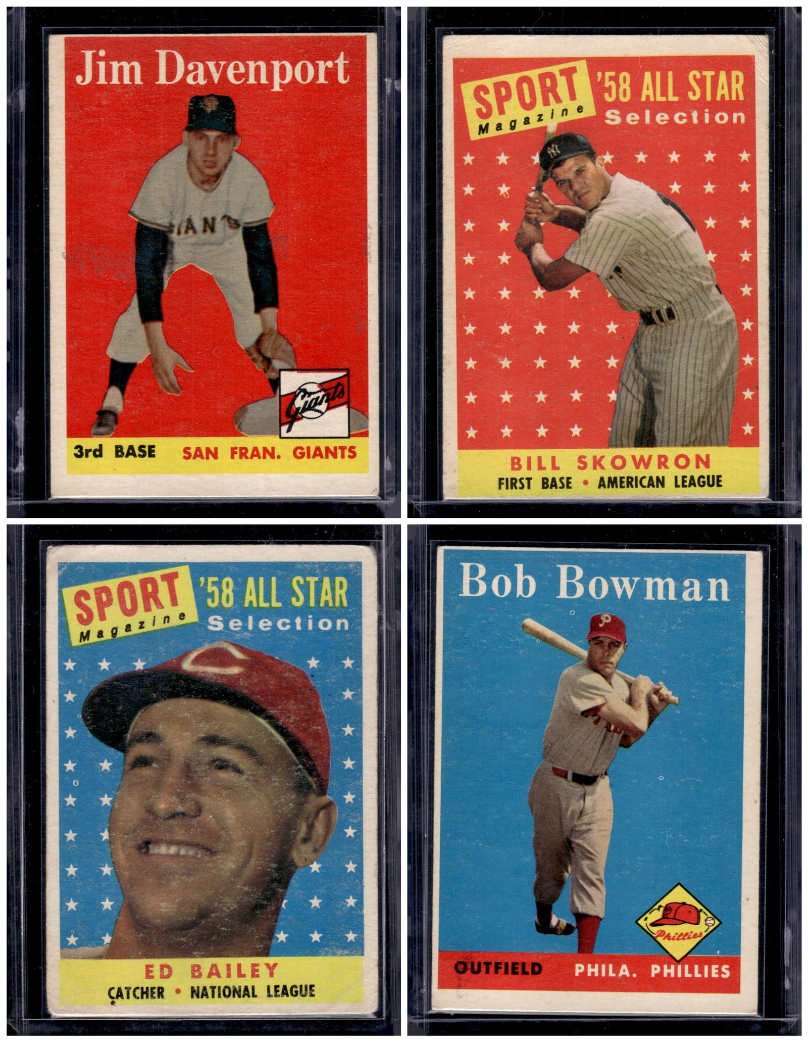 Lot of 4 1958 Topps Vintage Baseball Cards. All Different, See Pictures (1 of 2)