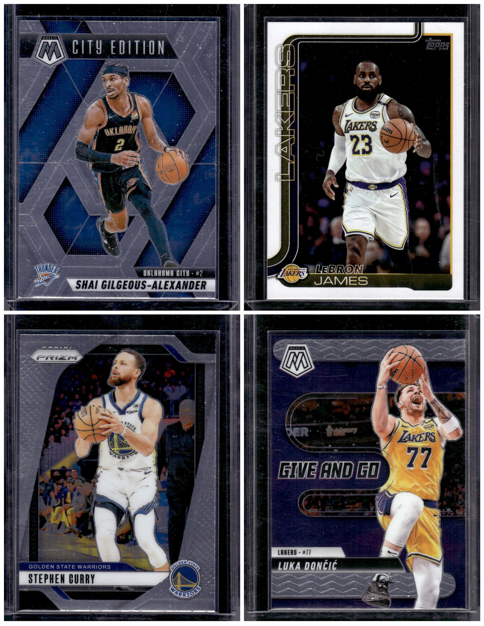 Lot of 4 NBA Superstars LeBron James, Steph Curry, Luka Doncic, Gilgeous-Alexander (1 of 2)