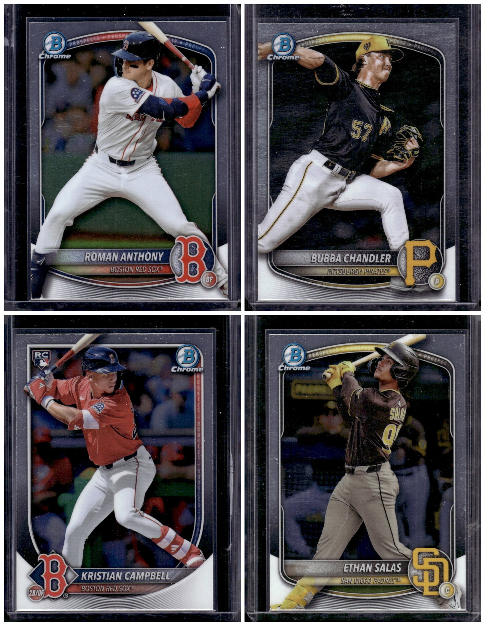 Lot of 4 2025 Bowman MLB Prospects & RCs. Anthony, Chandler, Campbell, Salas: Bowman Baseball MLB Trading & Sports Cards, Sports Cards for Sale Near Me, World Series & Hall of Fame Players, SP, SSP, Chrome, 1st Bowman, Auction Memorabilia Lots Sold On Line