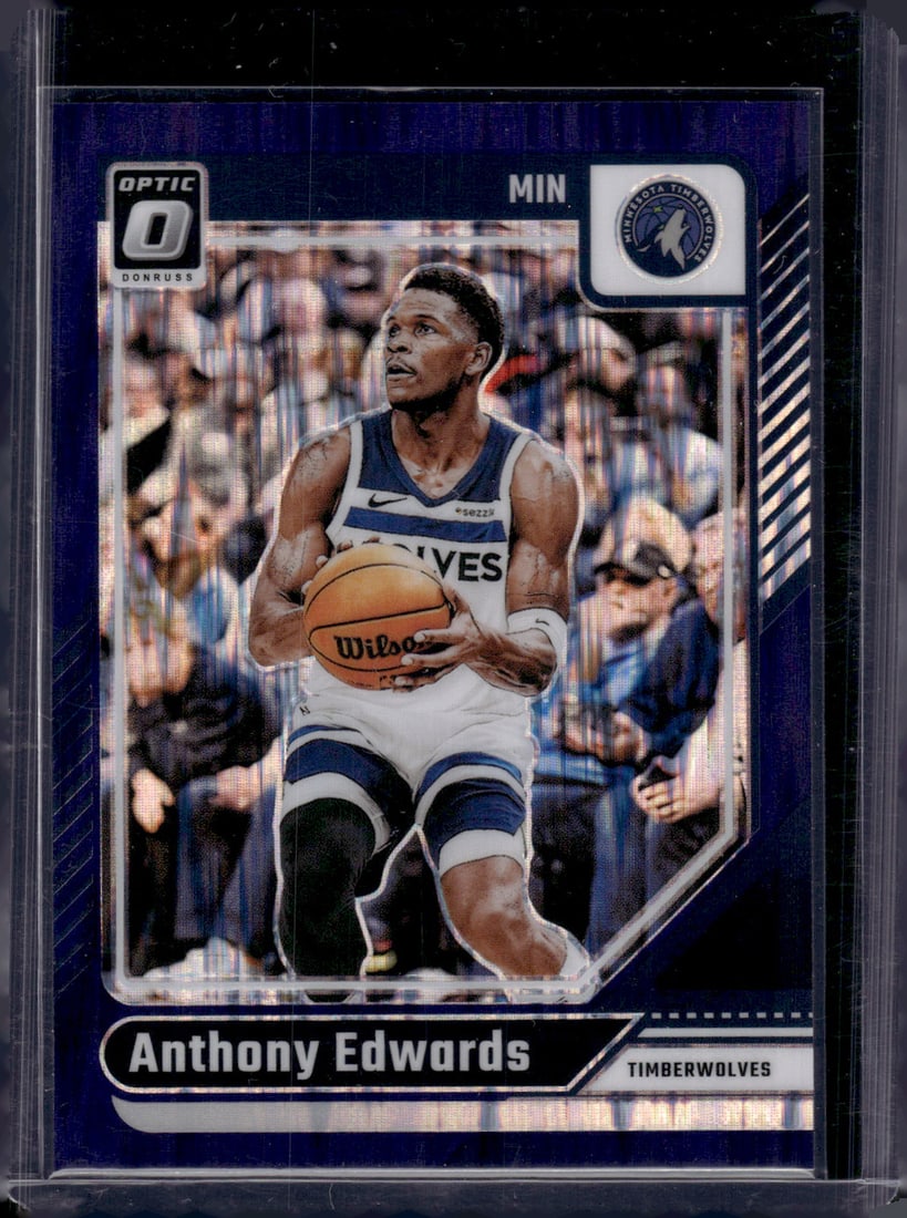 Anthony Edwards Purple Shock Prizm 2024-25 Donruss Optic #31 Minnesota Timberwolves (1 of 2)