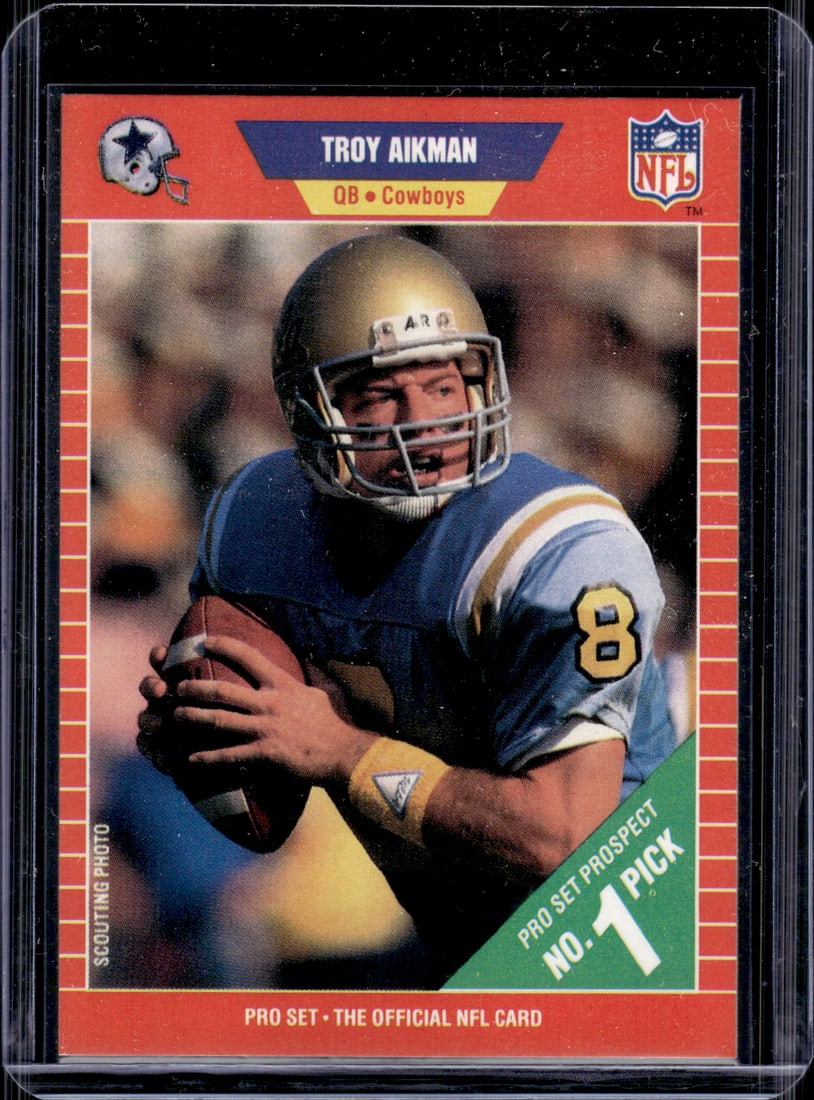Troy Aikman Rookie Card 1989 Pro Set #490 Dallas Cowboys (1 of 2)