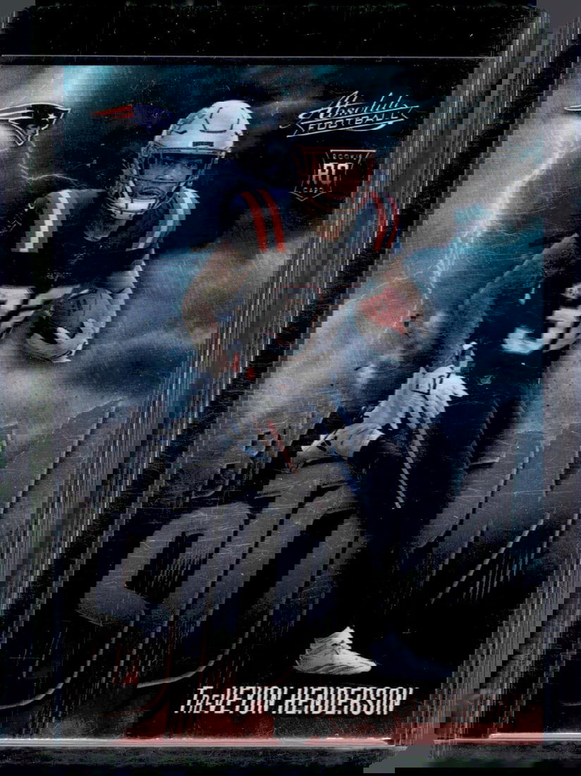 TreVeyon Henderson Rookie Card By Storm 2025 Absolute #19 Patriots: Panini Select, Prizm, Mosaic, Contenders, Zenith, Phoenix, Illusions, Absolute, Rookie NFL Sports Trading Cards, SP, SSP, Cards, Football Cards for Sale Near Me, Superbowl & Hall of Fame Player Cards,