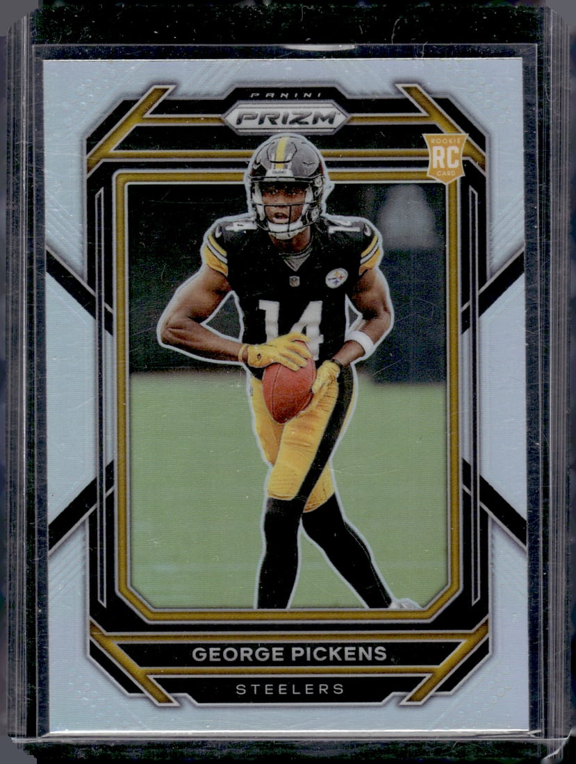 George Pickens Rookie Card Silver Prizm 2022 Panini Prizm #329 Steelers, Cowboys: Panini Select, Prizm, Mosaic, Contenders, Zenith, Phoenix, Illusions, Absolute, Rookie NFL Sports Trading Cards, SP, SSP, Cards, Football Cards for Sale Near Me, Superbowl & Hall of Fame Player Cards,