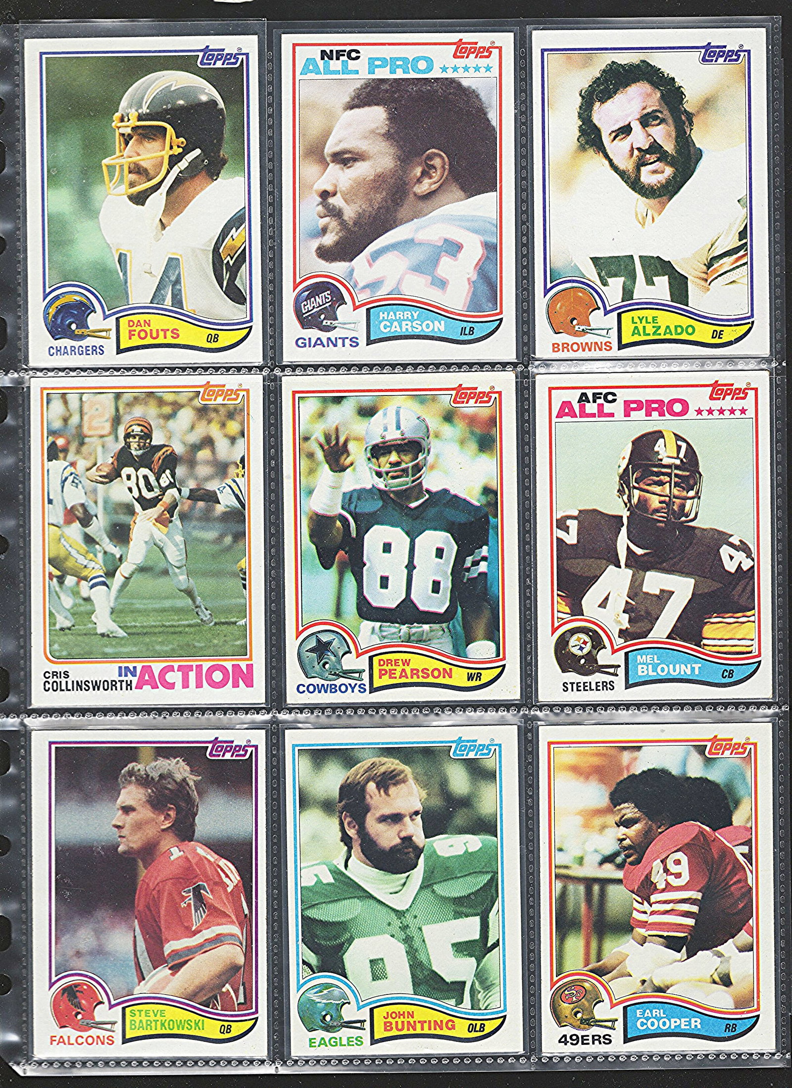 9 - 1982 Topps Vintage Football Cards: Conditions vary, Enlarge Pictures to see: Topps Football NFL Trading Sports Cards, Sports Cards for Sale Near Me, Super Bowl & Hall of Fame Player Cards, Resurgence, Composite, SP, SSP, Valuable Auction Memorabilia Lots For Sale On Line
