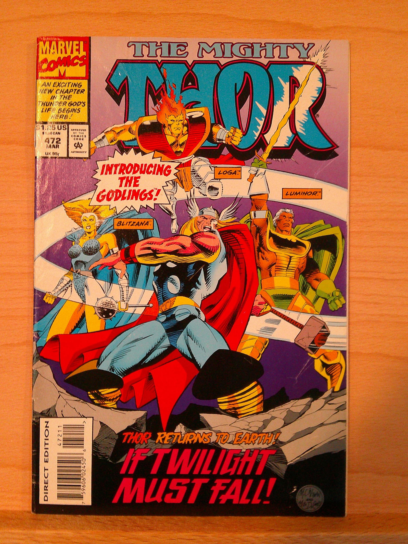 Thor Vintage Marvel comic Book 1994 March #472: All Comic Books come Bagged, Boarded, and Sleeved in a Hard PVC Top Loader, Shipping is a little more than baseball cards due to the cost of supplies, Super Heroes Collectibles, Auction Magazine Lots