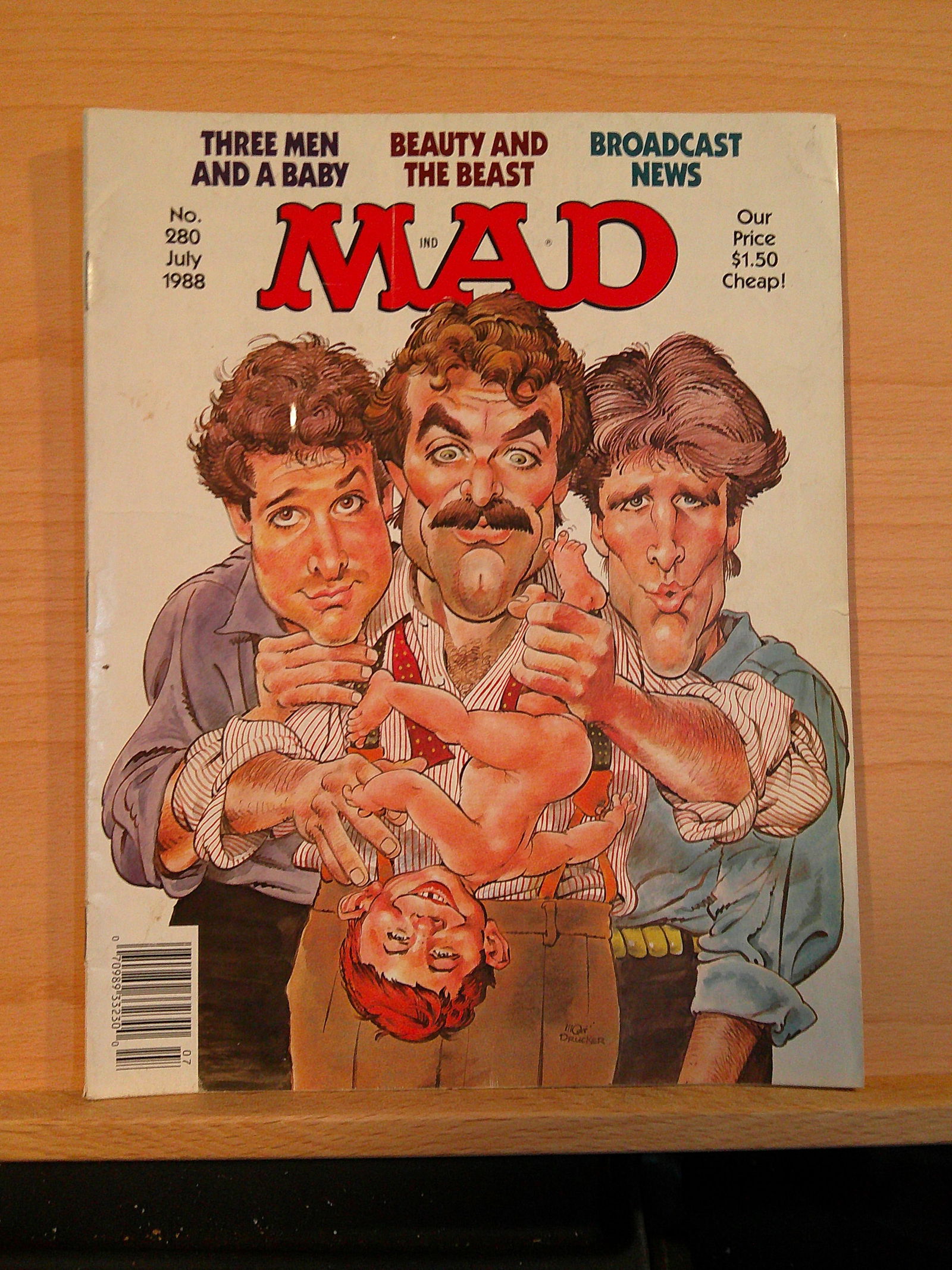 Vintage Mad Magazine 1988 #280 July Three Men & a Baby: All Comic Books come Bagged, Boarded, and Sleeved in a Hard PVC Top Loader, Shipping is a little more than baseball cards due to the cost of supplies, Super Heroes Collectibles, Auction Magazine Lots