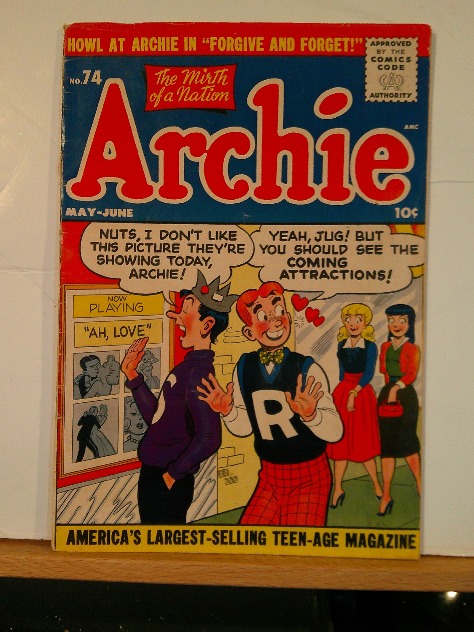 Archie Golden Age Archie Series Comic Book: The Mirth of a Nation Writing Inside 1955 #74 May-June (1 of 4)
