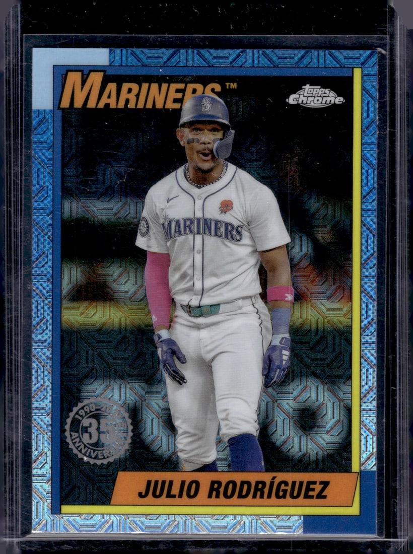 Julio Rodriguez Silver Pack Mojo 2025 Topps Chrome #T90C-57 Seattle Mariners: Topps Baseball MLB Trading & Sports Cards, Sports Cards for Sale Near Me, World Series & Hall of Fame Players Memorabilia, Refractors, X-Fractors, Numbered, SP, SSP, Valuable Auction Memorabilia Lots 