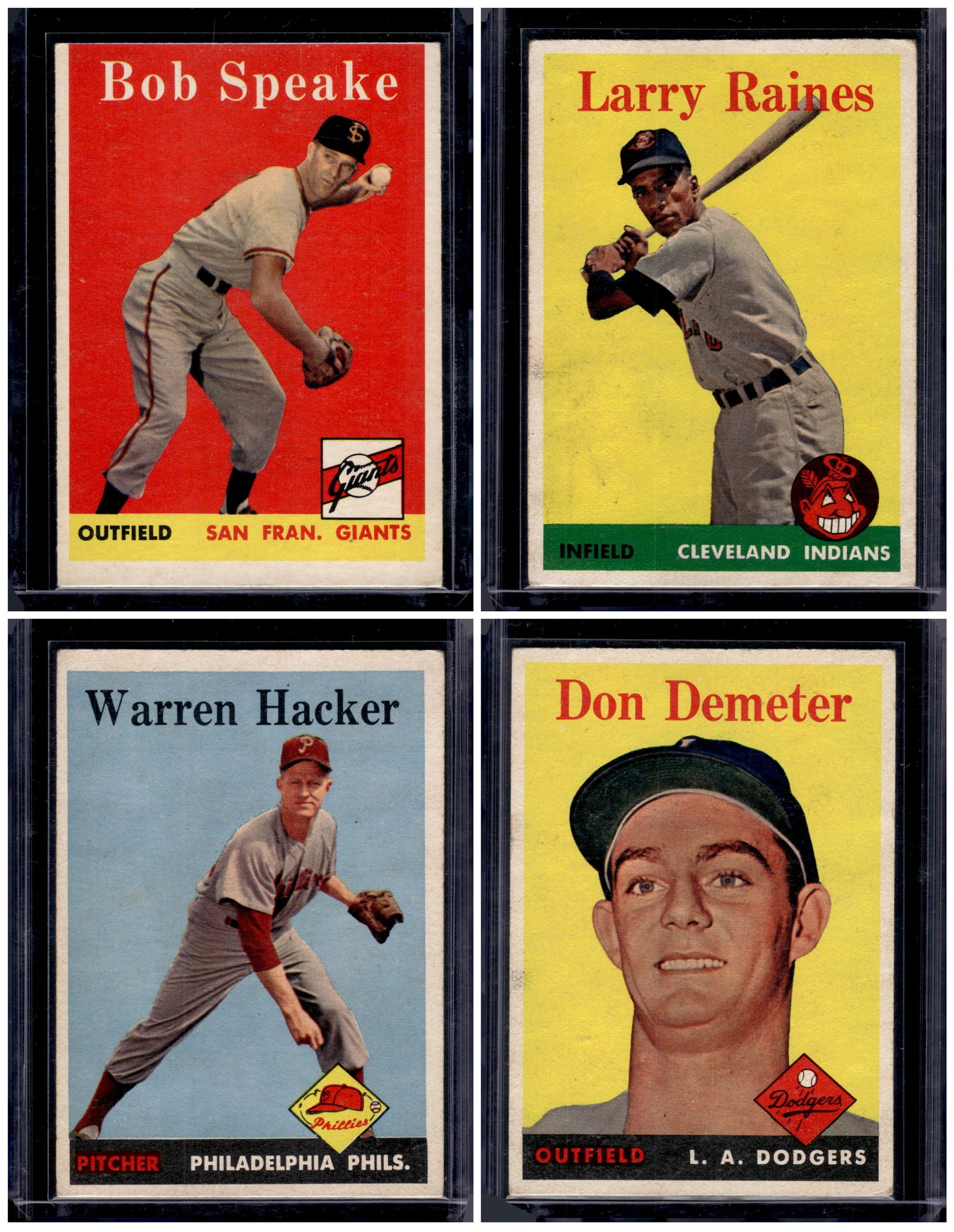 Lot of 4 1958 Topps Vintage Baseball Cards. All Different, See Pictures (1 of 2)
