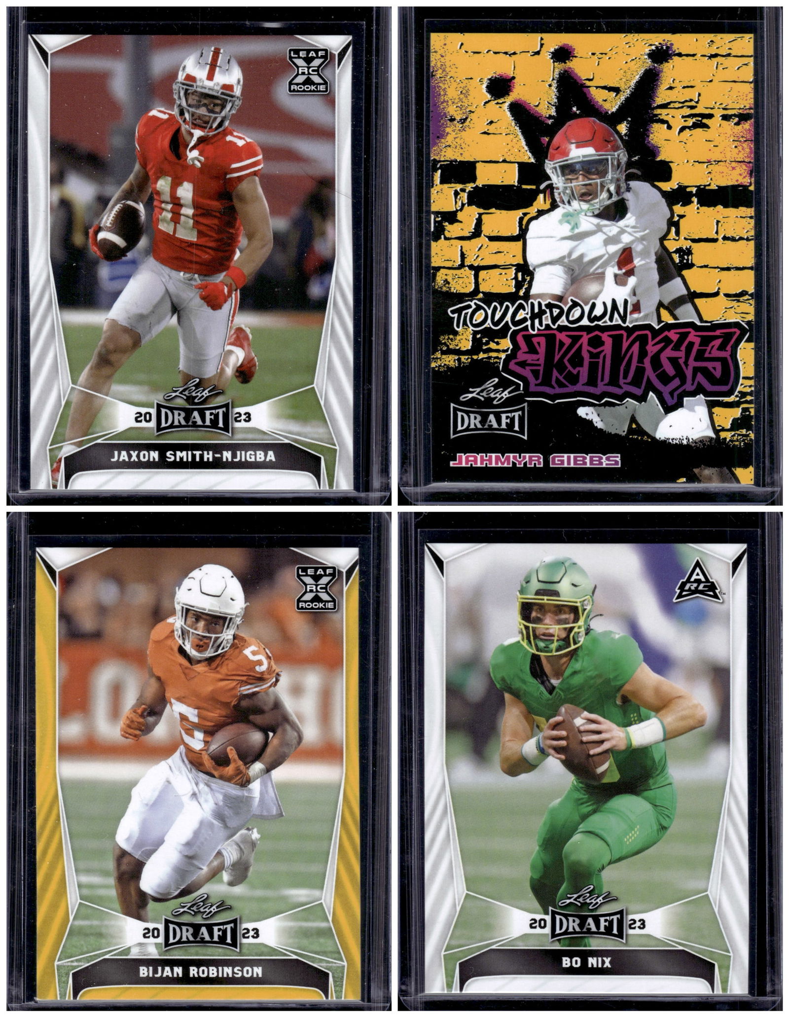 Lot of 4 2023 Leaf Draft Rookie Cards. Smith-Njigba, Gibbs, Bijan Robinson, Bo Nix (1 of 2)