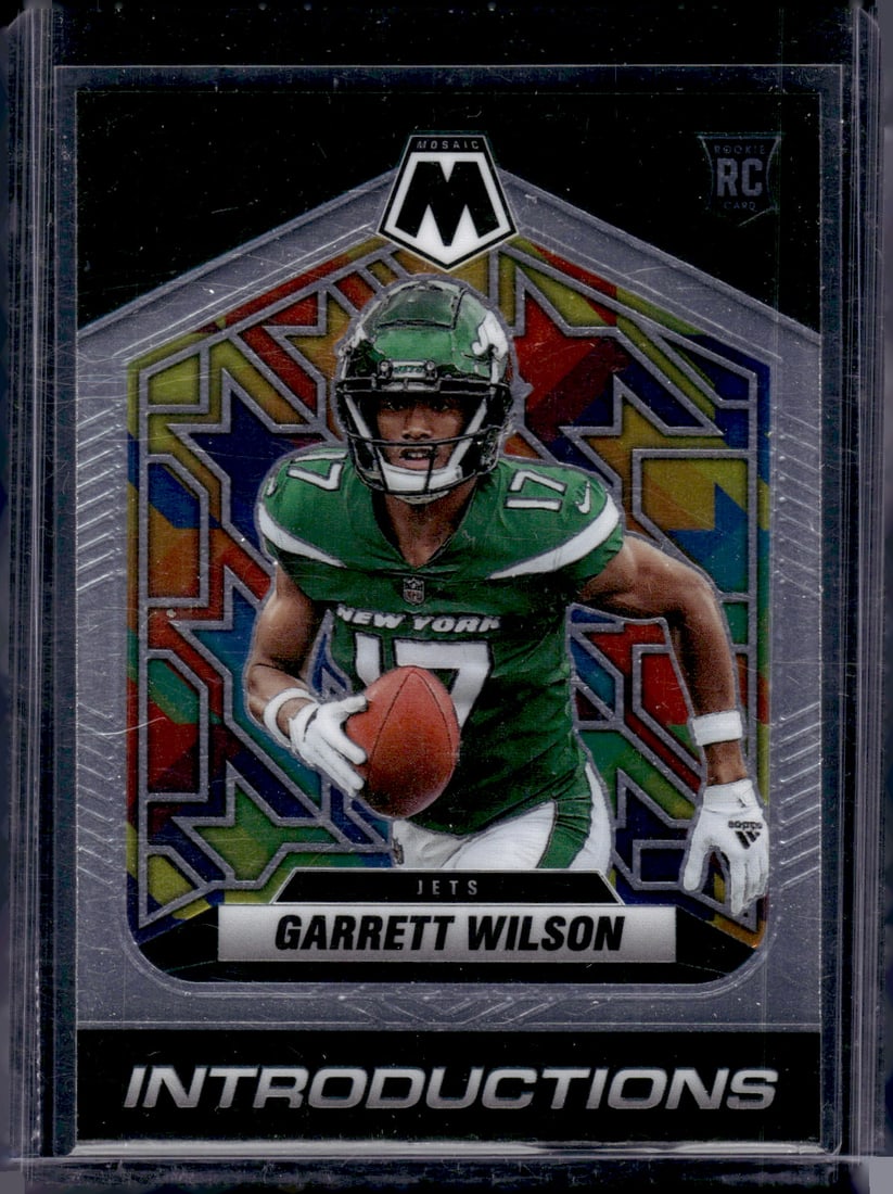 Garrett Wilson Rookie Card Introductions 2022 Mosaic #I-6 New York Jets: Panini Select, Prizm, Mosaic, Contenders, Zenith, Phoenix, Illusions, Absolute, Rookie NFL Sports Trading Cards, SP, SSP, Cards, Football Cards for Sale Near Me, Superbowl & Hall of Fame Player Cards,