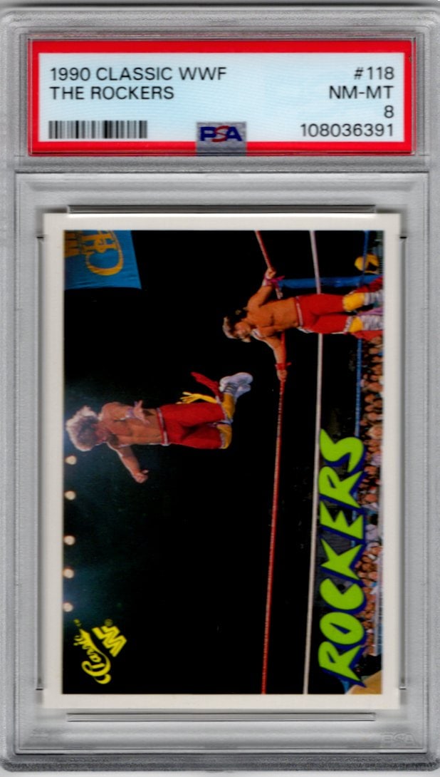 The Rockers 1990 Classic WWF #118 PSA 8: Classic Vintage Wrestling WWF Trading & Sports Cards, Old Sports Cards for Sale Near Me, Auction Memorabilia Lots for Sale On Line, Wrestlemania Champion Wrestlers