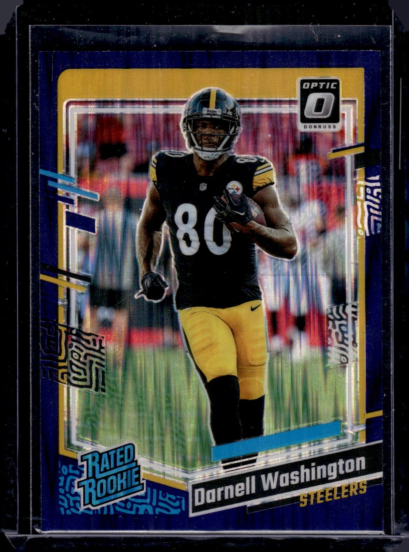 Darnell Washington Rookie Card Purple Shock Prizm 2023 Donruss Optic #286 Steelers: Panini Select, Prizm, Mosaic, Contenders, Zenith, Phoenix, Illusions, Absolute, Rookie NFL Sports Trading Cards, SP, SSP, Cards, Football Cards for Sale Near Me, Superbowl & Hall of Fame Player Cards,