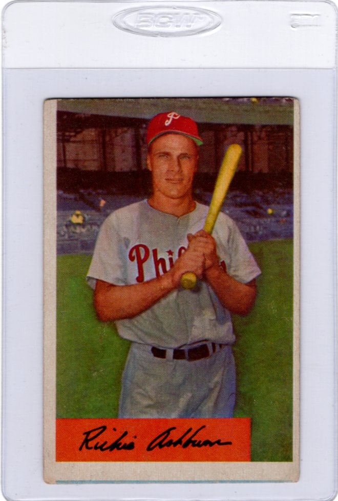 Richie Ashburn 1954 Bowman #15 Phillies Vintage Baseball Card (1 of 2)