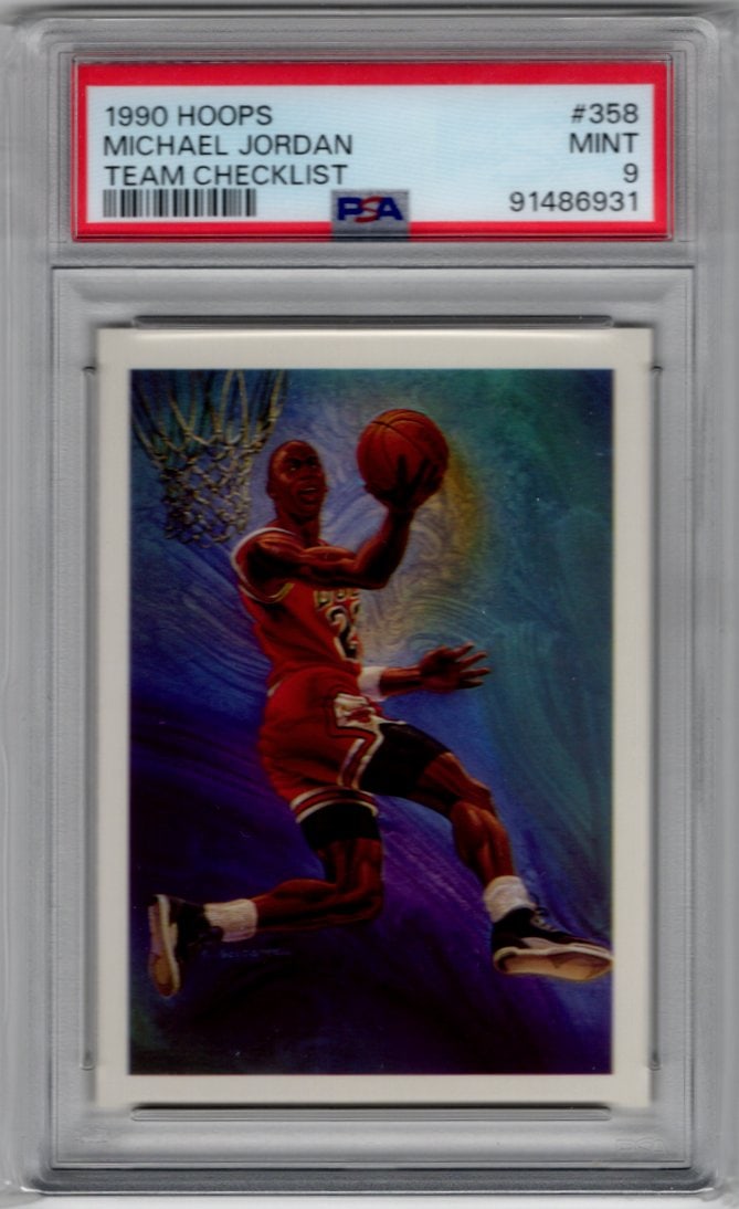 Michael Jordan 1990-91 NBA Hoops Checklist #358 PSA 9 Chicago Bulls (1 of 2)