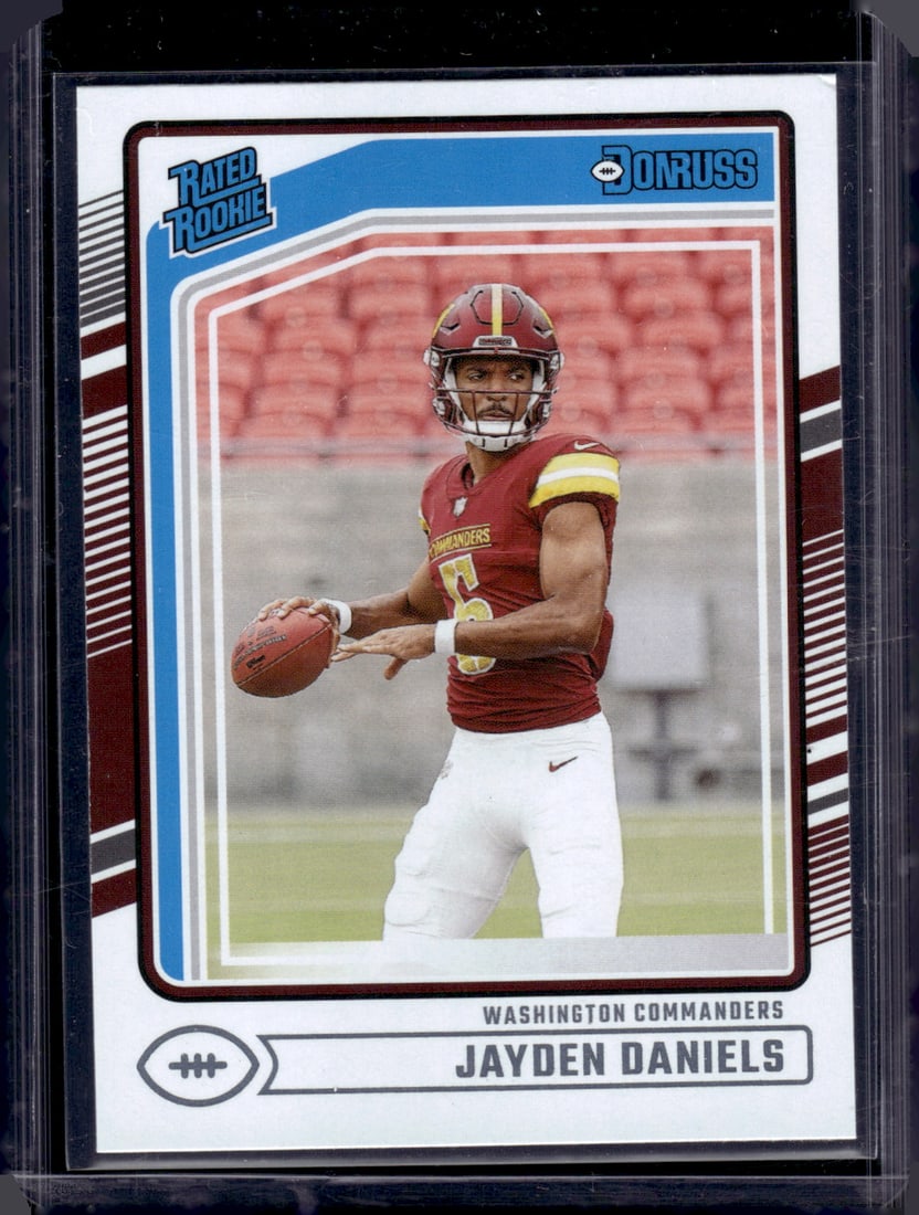 Jayden Daniels Rookie Card 2024 Donruss #389 Washington Commanders: Panini Select, Prizm, Mosaic, Contenders, Zenith, Phoenix, Illusions, Absolute, Rookie NFL Sports Trading Cards, SP, SSP, Cards, Football Cards for Sale Near Me, Superbowl & Hall of Fame Player Cards,